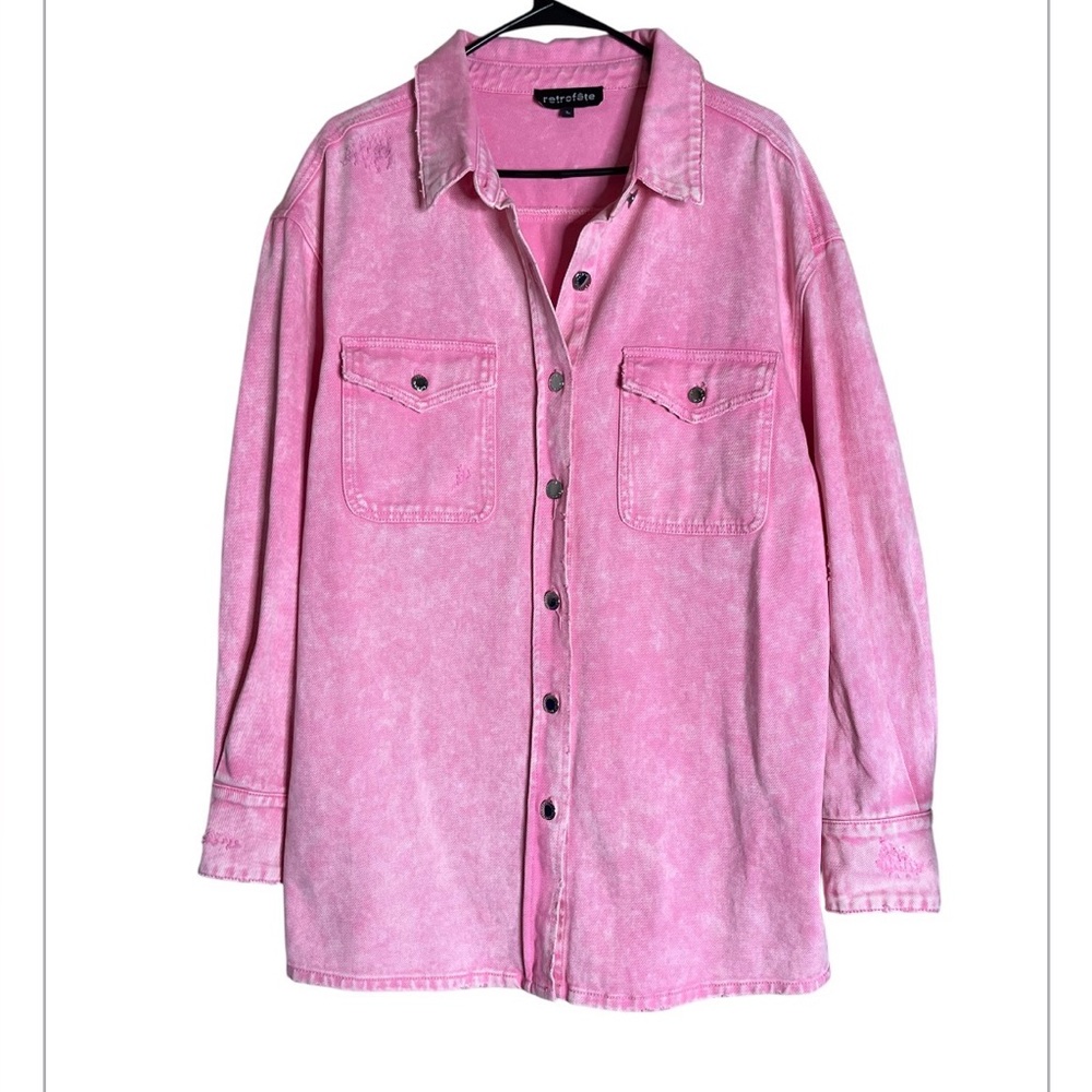 Retrofete Pink Denim Jacket Distressed size L - Picture 3 of 6